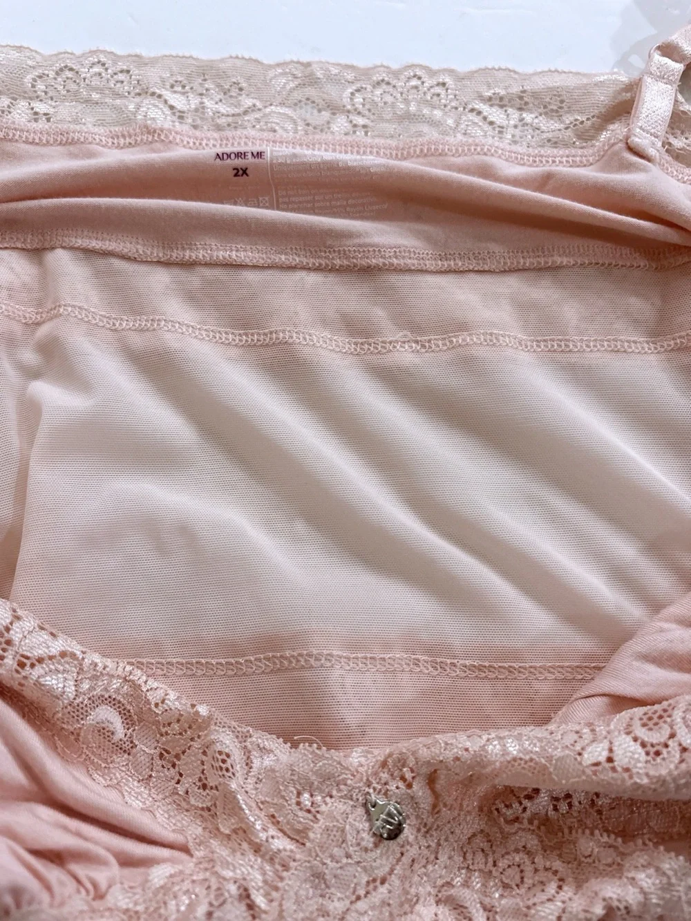 Adore Me 2X Pink Lace Chemise Nightgown Sleep Dress Coquette Loungewear NWT